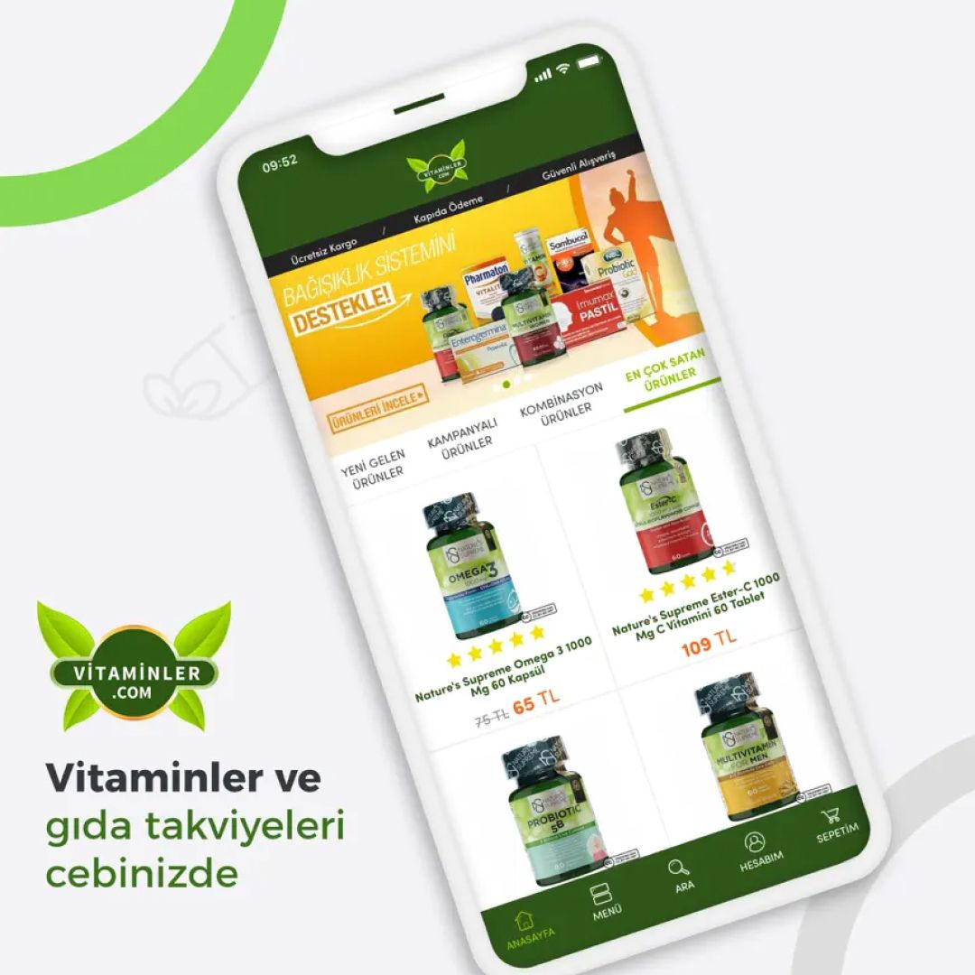 Vitaminler vitamin and supplement shopping app screens